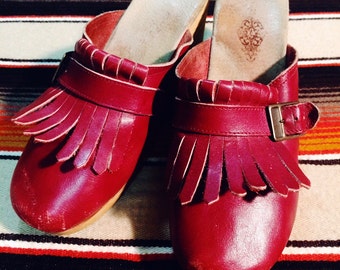 Vintage 60's Cherry Fringe Platform Wedges