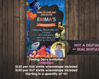 Finding Dory Invitation, Finding Nemo Invitation, Dory Nemo Birthday, PRINTED
