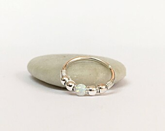 Opal conch piercing, conch earring silver, hoop earring, conch hoop, silver earring conch, conch piercing jewelry, conch ring, conch jewelry