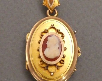14K Cameo Locket c1870