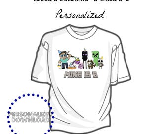 PERSONALIZED DOWNLOAD Boy Mine themed printable, Party, Birthday, tshirt image, tshirt download, iron on file