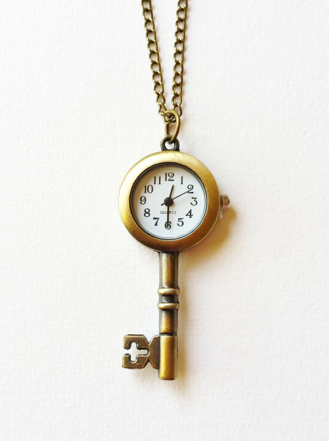 Bronze Key Watch Necklace key necklace key jewelry watch