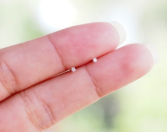 Tiniest 1 or 1.2 mm Cubic Zirconia Stud Earrings, Delicate Earrings, Nose Piercing, Tiny stud earrings, Cartilage earrings, Helix - SA132