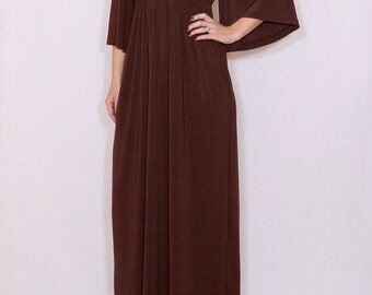 Chocolate Brown dress Kimono dress Women Maxi dress