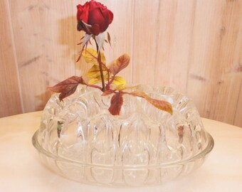 Vintage French Art Déco Grand Pique Fleurs en Verre Moulé//Molded Glass/Center Table/Porte Stylos/Pen rest Made In France/Prick frog flowers
