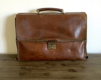 Vintage Nordstrom Italian Leather Briefcase; Men's Leather Briefcase; Brown Leather Briefcase; Vintage Briefcase
