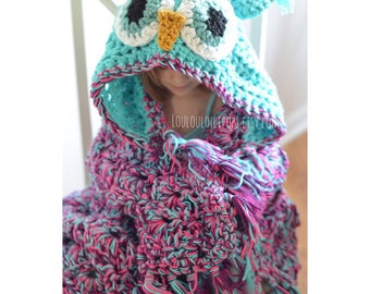 SALE! Crochet Owl Blanket | hooded owl blanket owl blanket, hooded blanket, owl blanket for kids, owl blanket for adult, owl gifts