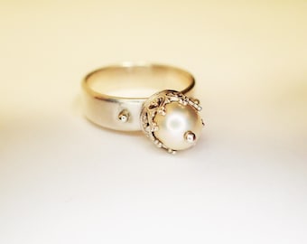Ring Prinzessin Silber Krönchen Zuchtperle / You can buy me, but I will be from 28.08. made or sent