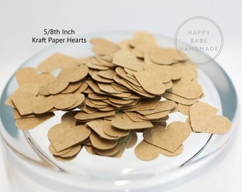 Kraft Paper Hearts, Heart Confetti, 100 Hearts, 5/8th", Table Confetti, Paper Hearts, Rustic Wedding, Wedding Aisle Confetti, Confetti Toss