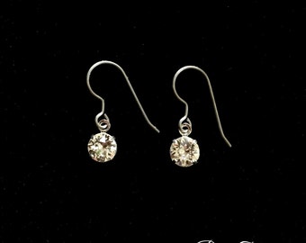 Pure Titanium earrings Hypoallergenic for Sensitive Ears. Genuine Swarovski brilliant diamond cut solitaire crystal earrings for Bride!