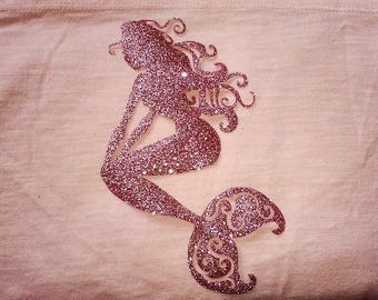 Iron on Mermaid, DIY Craft Project, Diy shirt, tote, Applique, Glitter HTV, Gloss HTV