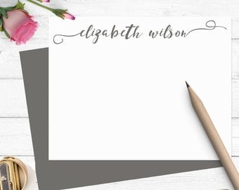 Personalized stationary set, Modern calligraphy stationery, flat note cards, custom notecards, thank you note cards,personalized gift,CS005