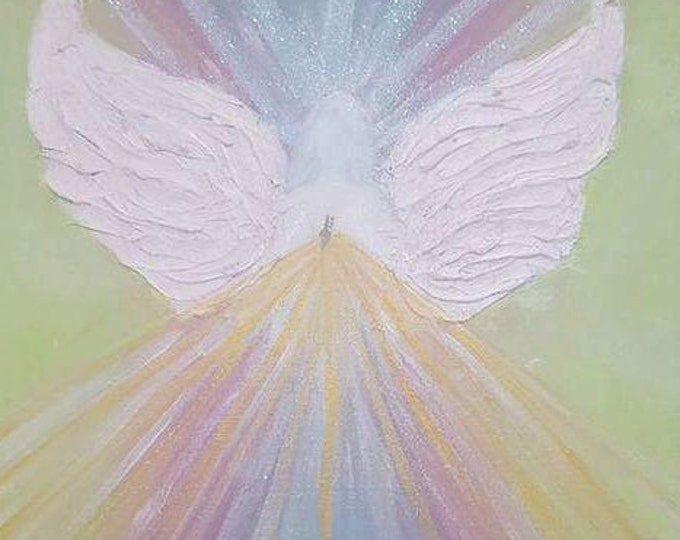 Angel of Blessings - sparkling angel, textured art Limited Edition Original Art, Abstract Hand Painted, Colorful, Reiki energized