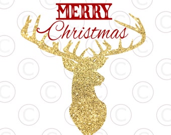 Reindeer, Deer Head Silhouette, Merry Christmas SVG, DXF, EPS, Christmas svg files, use with Silhouette Cameo and Cricut Explore