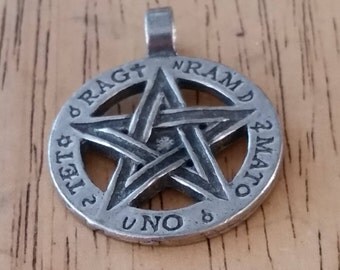 1 - Pewter Inverted Tetragrammaton Runes Pendant - The Size is 29mm in Diameter
