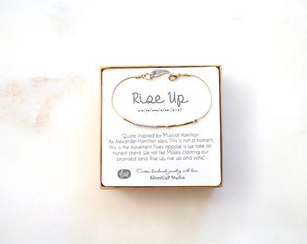 Rise UP : Inspired by Musical Hamilton, Morse Code Bracelet and Necklace, Quote Message card