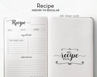 Recipe Journal, Midori Regular, Recipe Book, Travelers Notebook, Recipe Journal, Midori Inserts, Travelers Notebook Standard, Bullet Journal