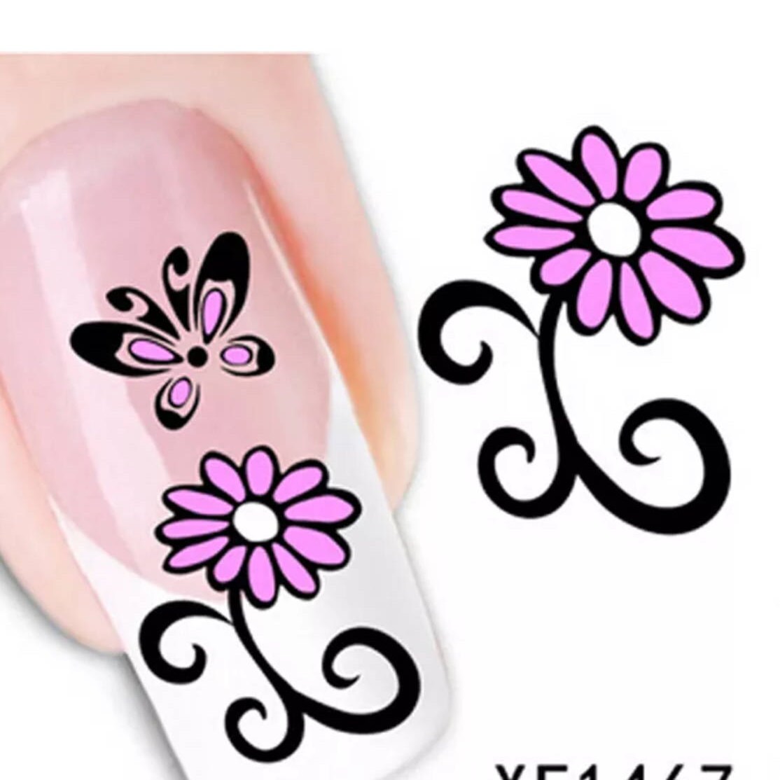 15pcs pink flower nail stickers W55 from TheDivasDynamicDeals on Etsy