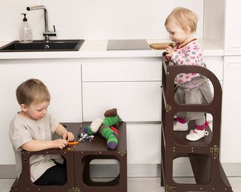 Little helper tower / table / chair all-in-one, Montessori learning stool, kitchen step stool