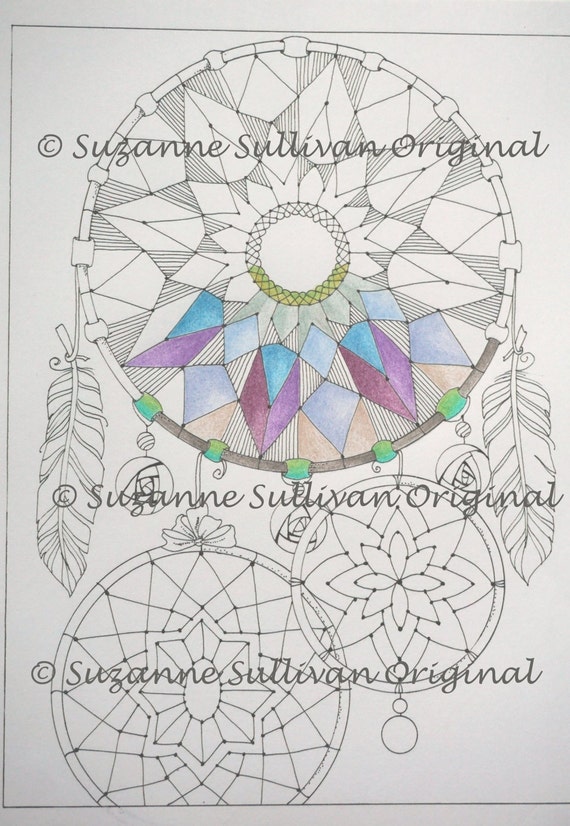 Items similar to Coloring Page, Dream Catcher, Coloring Book Page