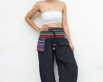 Cotton Trousers Black Pants Thai Pants - Yoga Pants Harem Pants Bohemian Pants Gypsy Pants Hippie Pants Aladdin Pants Festival Pants