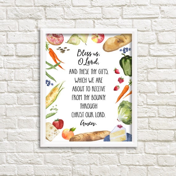 Grace Before Meals Bless Us O Lord Prayer 8x10 Printable Wall