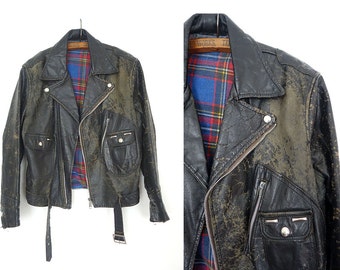 50's Leather Jacket / Black Motorcycle Jacket / vintage leather jacket / wild one jacket