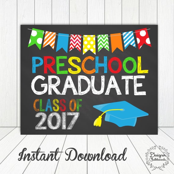 preschool graduation sign chalkboard poster photo prop 11x14