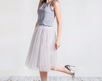 Silver tulle skirt; Light gray tulle skirt; Adult tutu skirt; Midi tulle skirt; Bridesmaids skirts; Bridesmaids dress; Womens tulle skirt;