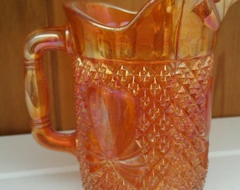 Art Deco Marigold carnival glass jug / creamer / gift stunning/ships worldwide from UK