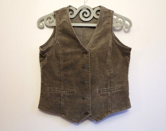 Light Brown Vest Corduroy Vest Womens Vest Fitted Stretchy Waistcoat Light Brown Waistcoat Medium Size