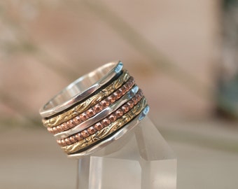 Spinner Ring * Meditation * Spinning Ring* Spin * Anxiety * Anti Stress * Sterling Silver * Bronze * Jewelry * Bycila * Gift for Her BJS001