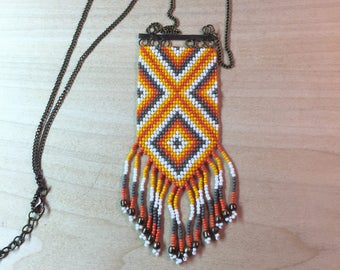 Stone Shell and Seed Bead Native American Inspired Earrings