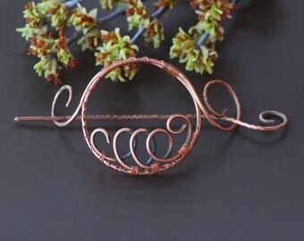 Hair Accessories Copper Hair Barrette Bun Holder Hair Slide Hair Pin Hair Stick Hair Sticks Rustic copper accessories Shawl pin Scarf brooch