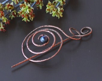 Hair Accessories Hair Fork Celtic Hair Barrette Copper Metal hair holder Rustic copper HairClip Hair Stick Shawl pin Scarf brooch Women gift