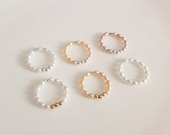 AAA freshwater pearl ring, Tiny pearl ring, Gold filled ring, Peach Pearl Ring, lavender Pearl Ring,stacking ring, Gold ring,