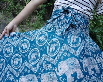 Green skirt Elephant skirt Gypsy skirt Elephant clothes Bohemian skirt Hippie skirt Boho clothes Tribal clothing