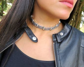Choker Necklace, Metal Choker Necklace, Bohemian Choker Necklace, Boho Collar Choker, Link Chain Choker, Boho Necklace, Fashion Jewelry