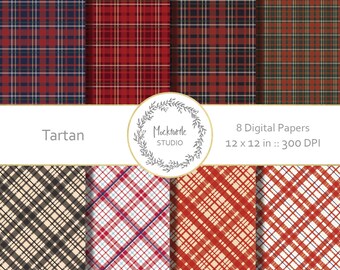 Plaid digital paper - Plaid clipart - Tartan Clip art - Tartan digital paper - Scrapbook paper - Winter Digital Paper pack - Commercial use