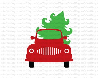Christmas truck svg, truck svg, Christmas svg, truck tree svg dxf jpeg cutting files for Silhouette Cameo, Portrait, Curio, Cricut