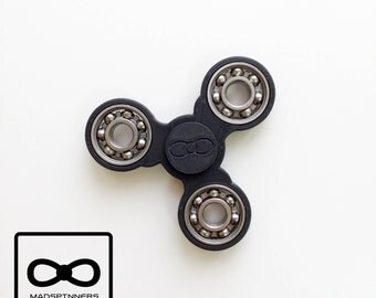 Black Fidget Spinner Toy - Tri-spinner - Hand Finger - Restless Hand Toy - EDC - ABS plastic - 3d printed