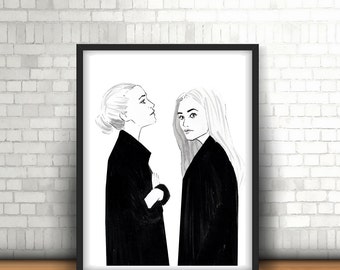 Fashion Illustration — Best Friend Gift — Sister Gift — Gift for Her — Unique BFF Gift — Soul Sister Gift — Best Friend Poster or Canvas