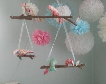 Nursery Mobile, Bird Mobile, Handmade Nursery Mobile, Vintage Mobile, Nursery Decor, Custom Nursery Mobile
