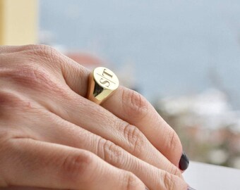 Signet Ring - Personalized Signet Ring - Couples Signet Ring - Gold Signet Ring - Initial Signet Ring - Initial Ring - Mother's Day Gift