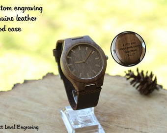 Anniversary Gifts for Men, Father's Day Gift, Mens Watch Boyfriend Gift Engraved Watch Mens Wooden Watch, Engraved Wood Watch, Husband Gift