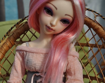 Strawberry Milkshake brushed yarn msd bjd wig