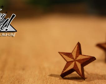 Nautical Star Stud Earrings - Laser Cut Wood