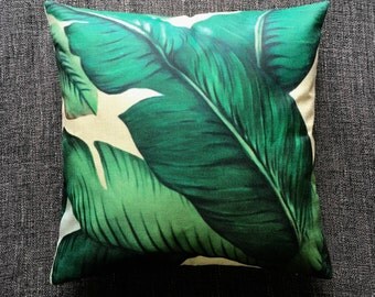 Tropical Palm Leaf Green Cushion Cover, Pillow Cover, Decorative Cushion, Throw Pillow, 45cm