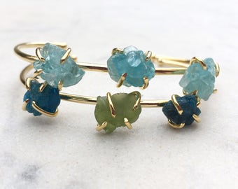 JP553 - Contemporary non openable natural stone bangle main image 0