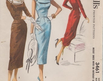 McCalls 3461 / Vintage 50s Sewing Pattern / Dress / Size 12 Bust 30